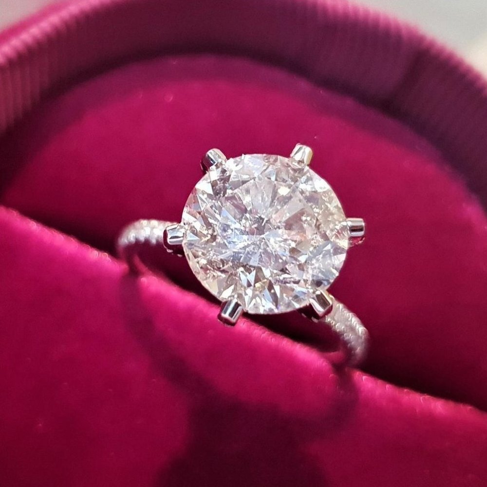 😍DIAMOND SOLITAIRE FLOWER ROUND BRILLIANT CUT CZ WEDDING RING, K766 - Picture 11 of 11